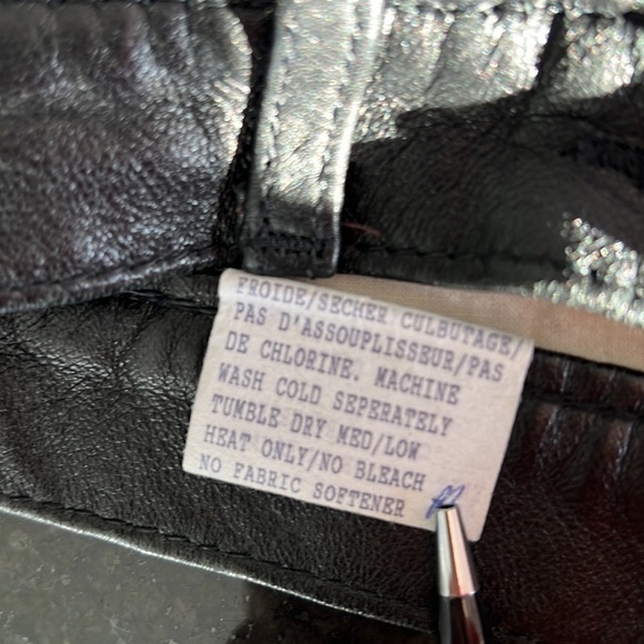 Vintage Washable Black Leather High Waisted Straight Leg Pants Size 26 - Picture 16 of 16